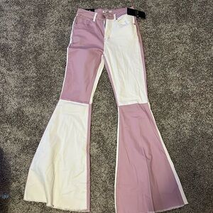 Purple and white flare pants